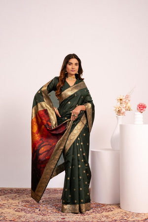 Green Floral Woven Art Silk Saree (Eth_SR_222)