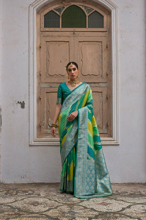 Green Floral Woven Art Silk Saree (Eth_SR_229)