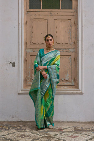 Green Floral Woven Art Silk Saree (Eth_SR_229)