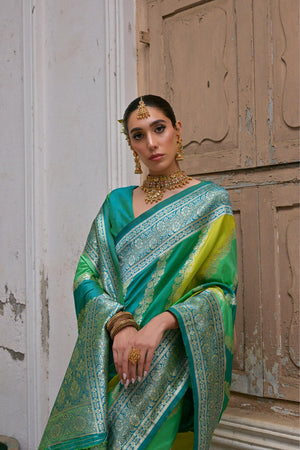 Green Floral Woven Art Silk Saree (Eth_SR_229)