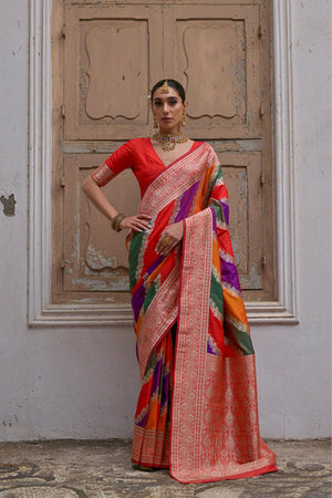 Red Floral Woven Art Silk Saree (Eth_SR_231)