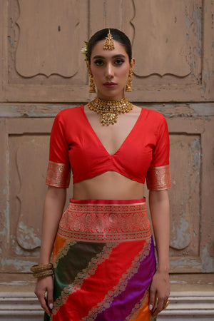 Red Floral Woven Art Silk Saree (Eth_SR_231)