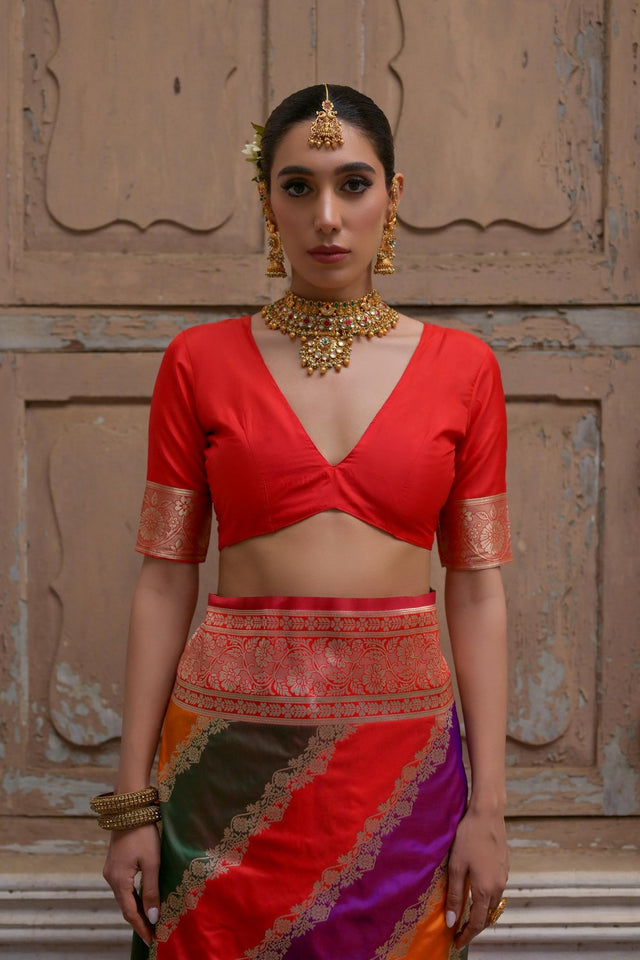 Red Floral Woven Art Silk Saree (Eth_SR_231)