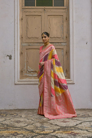 Yellow Floral Woven Art Silk Saree (Eth_SR_232)