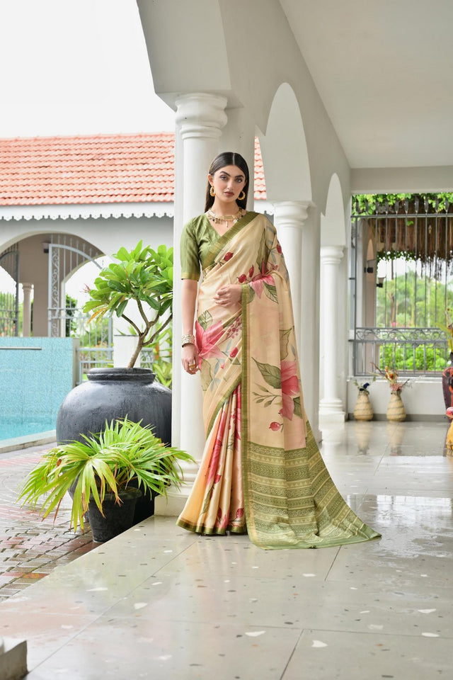 Multi Color Floral Printed Art Silk Saree (Eth_SR_233)