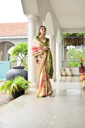 Multi Color Floral Printed Art Silk Saree (Eth_SR_233)