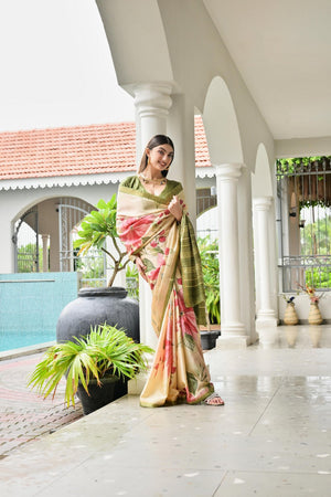 Multi Color Floral Printed Art Silk Saree (Eth_SR_233)