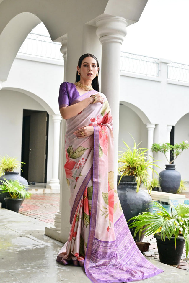 Multi Color Floral Printed Art Silk Saree (Eth_SR_234)