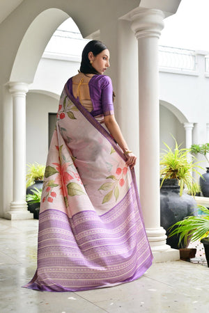 Multi Color Floral Printed Art Silk Saree (Eth_SR_234)