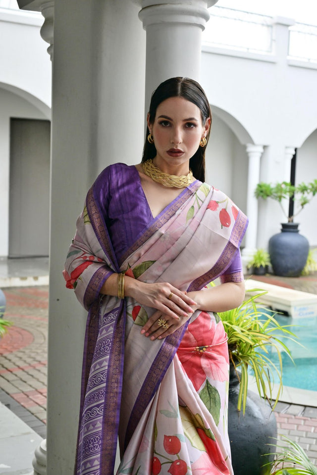 Multi Color Floral Printed Art Silk Saree (Eth_SR_234)