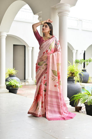 Multi Color Floral Printed Art Silk Saree (Eth_SR_235)
