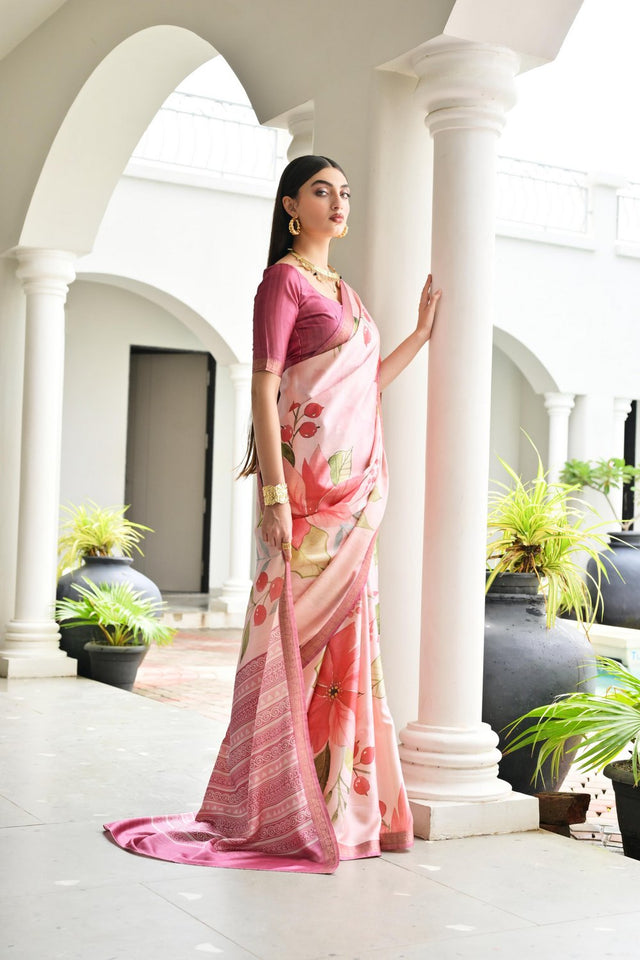Multi Color Floral Printed Art Silk Saree (Eth_SR_235)
