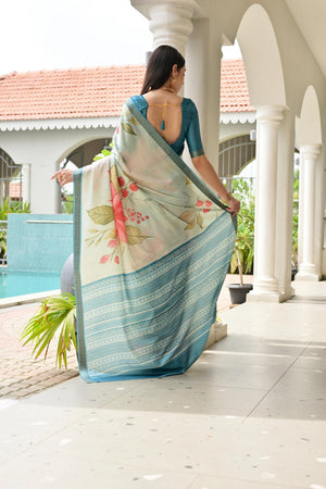 Multi Color Floral Printed Art Silk Saree (Eth_SR_237)