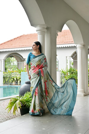 Multi Color Floral Printed Art Silk Saree (Eth_SR_237)