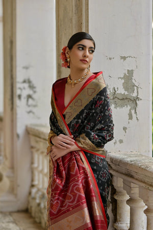 Black Floral Woven Art Silk Saree (Eth_SR_239)