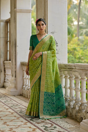 Green Floral Woven Art Silk Saree (Eth_SR_245)