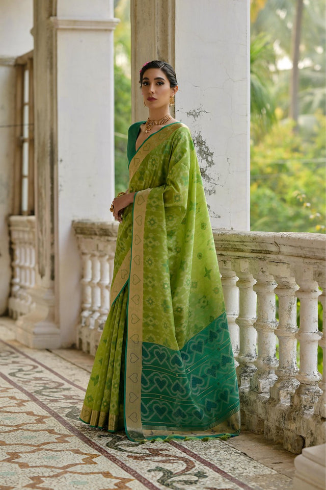 Green Floral Woven Art Silk Saree (Eth_SR_245)
