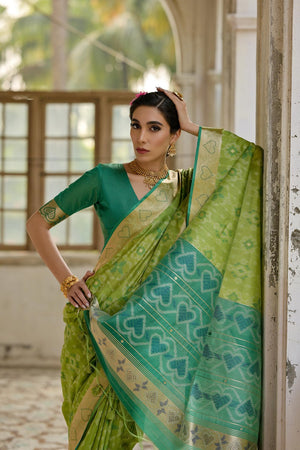 Green Floral Woven Art Silk Saree (Eth_SR_245)