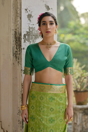 Green Floral Woven Art Silk Saree (Eth_SR_245)
