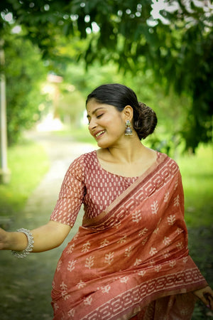 Pink Printed Art Silk Saree (Eth_SR_251)