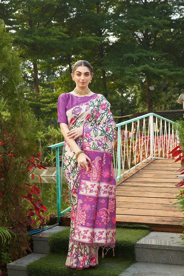Multi Color Floral Printed Art Silk Saree (Eth_SR_266)