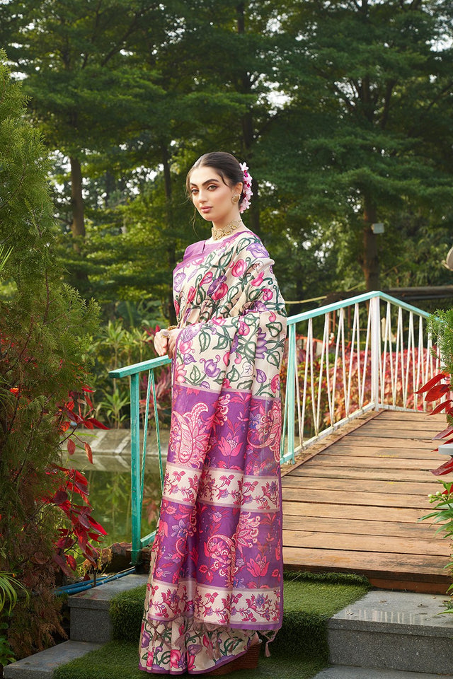 Multi Color Floral Printed Art Silk Saree (Eth_SR_266)