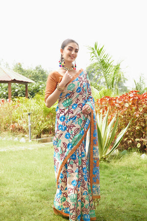 Multi Color Floral Printed Art Silk Saree (Eth_SR_271)