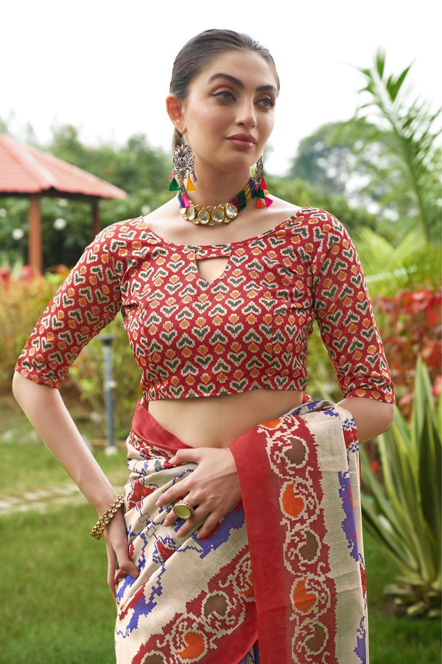 Multi Color Printed Art Silk Saree (Eth_SR_272)