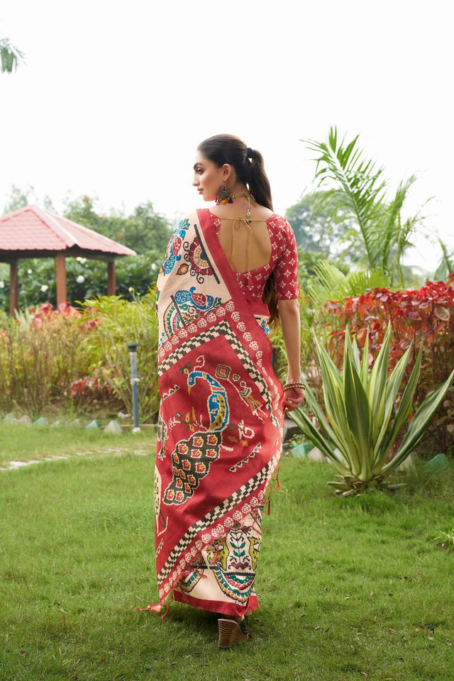 Multi Color Printed Art Silk Saree (Eth_SR_273)