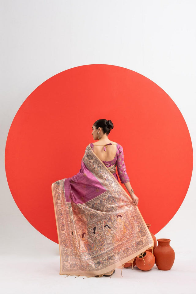 Purple Printed Art Silk Saree (Eth_SR_276)