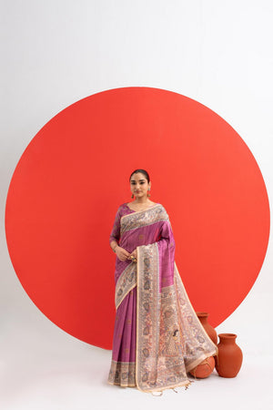 Purple Printed Art Silk Saree (Eth_SR_276)