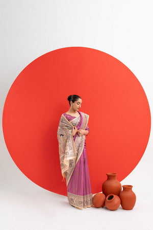Purple Printed Art Silk Saree (Eth_SR_276)