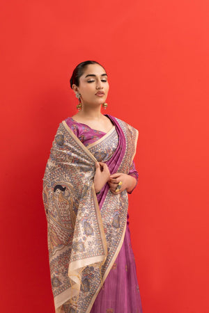 Purple Printed Art Silk Saree (Eth_SR_276)