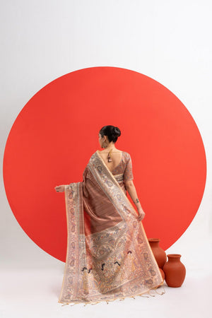 Brown Printed Art Silk Saree (Eth_SR_277)