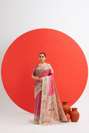 Pink Printed Art Silk Saree (Eth_SR_278)