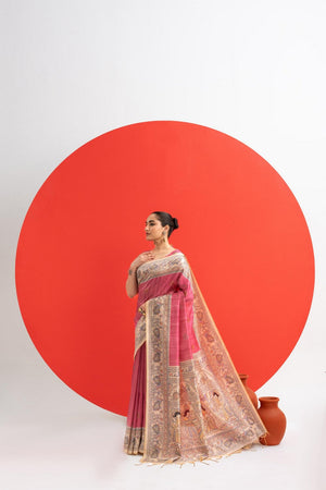 Pink Printed Art Silk Saree (Eth_SR_278)