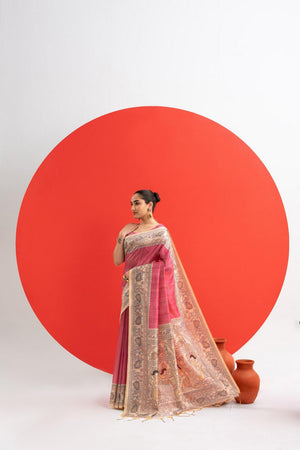 Pink Printed Art Silk Saree (Eth_SR_278)