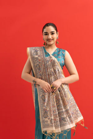 Turquoise Printed Art Silk Saree (Eth_SR_279)