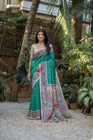 Blue Printed Art Silk Saree (Eth_SR_300)