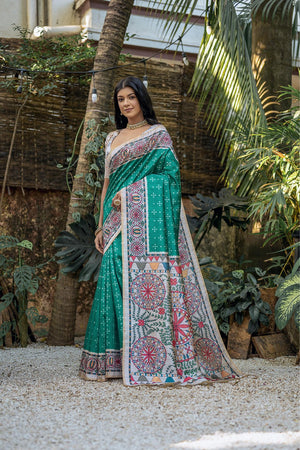 Blue Printed Art Silk Saree (Eth_SR_300)