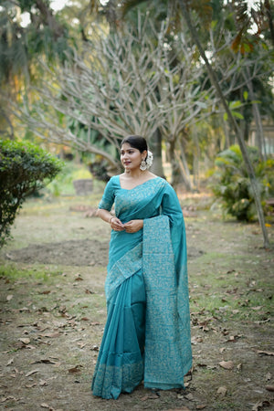 Blue Woven Art Silk Saree (Eth_SR_54)