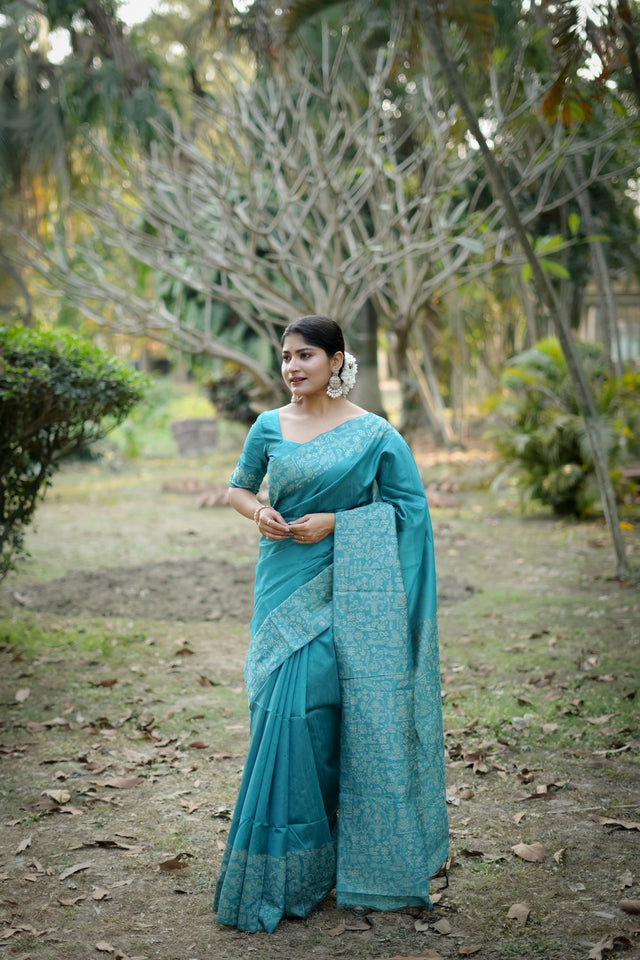 Blue Woven Art Silk Saree (Eth_SR_54)
