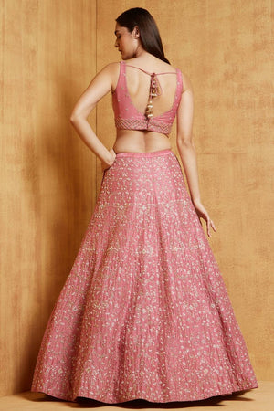 Light Pink Embroidered Art Silk Lehenga