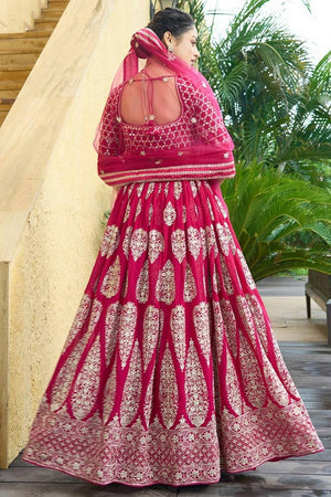 Magenta Floral Embroidered Georgette Lehenga