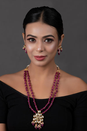Ruby Kundan & Beads Alloy Necklace Set