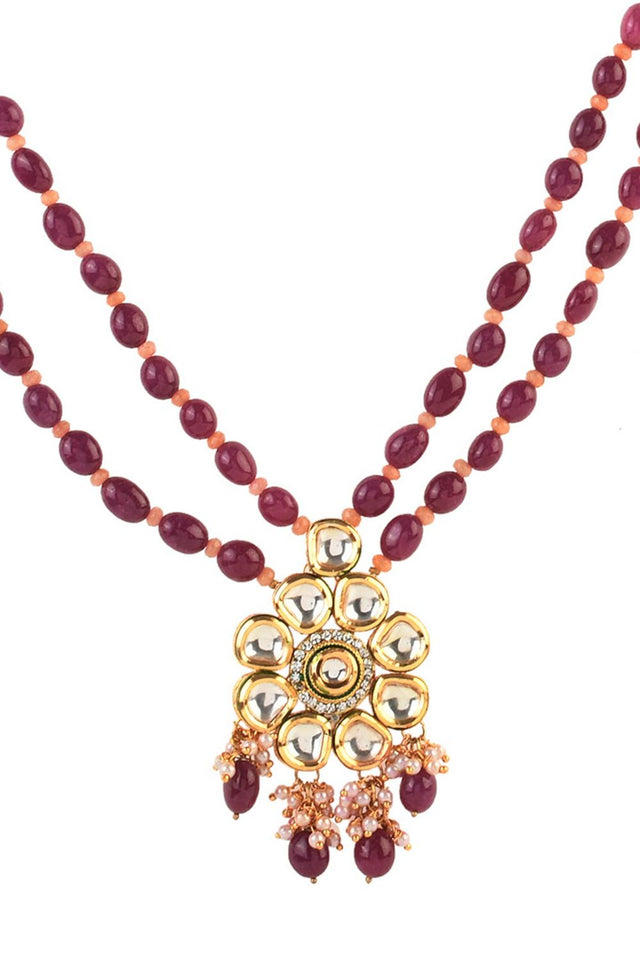 Ruby Kundan & Beads Alloy Necklace Set