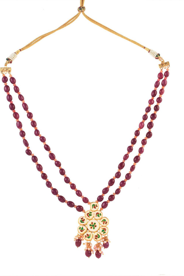 Ruby Kundan & Beads Alloy Necklace Set