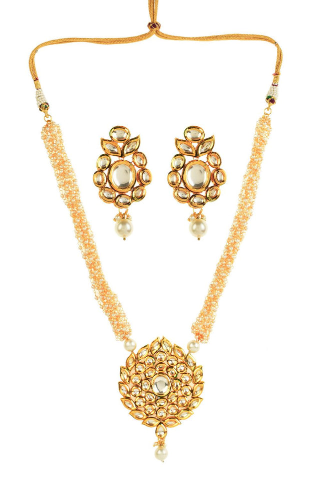 White Kundan & Beads Alloy Necklace Set