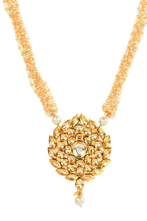 White Kundan & Beads Alloy Necklace Set