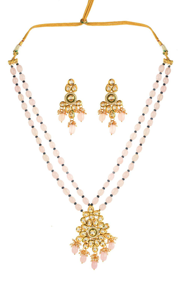 Pink Kundan & Beads Alloy Necklace Set